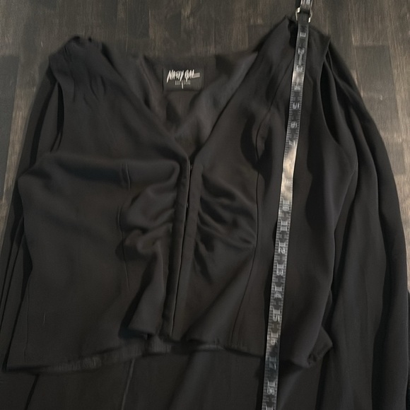 Nasty Gal Black Hook & Eye Crop Top With Sheer Cape Size Large - Picture 8 of 8